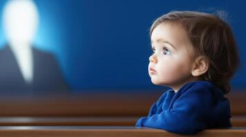 Futuristic Courtroom Scene Featuring Child with AI Integration for Real-Time Case Analysis photo