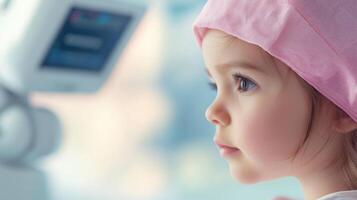 Futuristic Robotic Surgery Concept with Child Patient in Advanced Hospital Setting photo