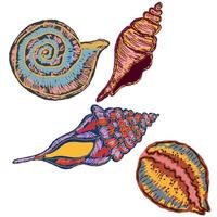 a set of four shells, one of which is a spiral vector