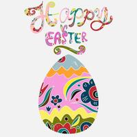 happy easter egg with floral pattern vector