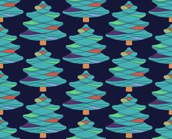 a pattern with christmas trees on a dark blue background vector