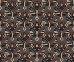 a pattern with brown and black flowers on it vector