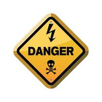 yellow triangle warning sign danger on white background vector