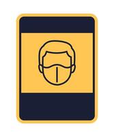 rectangular yellow icon sign caution face mask required isolated vector
