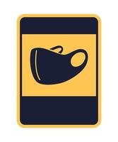 rectangular yellow icon sign caution face mask required isolated on white background vector