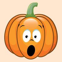 stylized icon of surprised halloween pumpkin with face and smile on white background vector