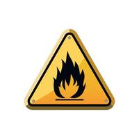 yellow triangle warning sign flammable on white background vector