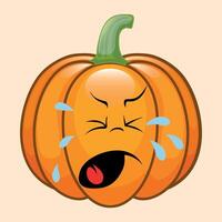 stylized icon of sad halloween pumpkin with face and smile on white background vector