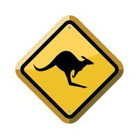 red diamond shaped warning sign caution kangaroo on white background vector