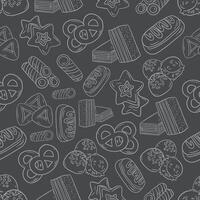 gray seamless pattern background of sweets cookies and candies white color vector