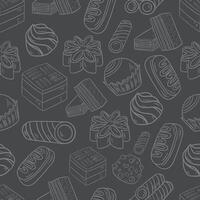 seamless white pattern background of sweets cookies on a gray background vector