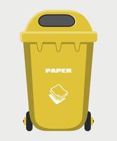 colored yellow stylized trash container icon isolated on white background vector