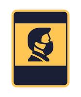 rectangular yellow icon sign caution face mask required on white background vector