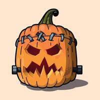 stylized colorful funny halloween pumpkin with carved smile isolated vector