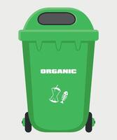 colored green stylized trash container icon isolated on white background vector
