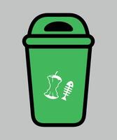 stylized green trash container isolated on white background vector