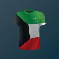 T-shirt with national flag of Kuwait isolated on dark background vector