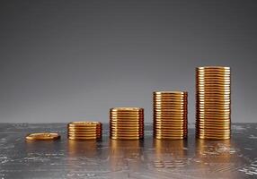 Bitcoin coins Stacked growth chart, Trading on the cryptocurrency exchange, blockchain and finance money saving concept photo