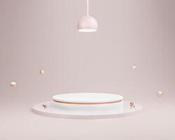 Mockup podium Display for Cosmetic product presentation, Minimal Light purple pastel color Background. photo
