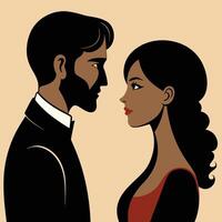 Elegant portrait of loving couple gazing into each others eyes with affection vector