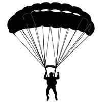 Silhouette of skydiver parachuting isolated on white background vector