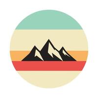 Retro mountain range illustration in circle with stripes vector