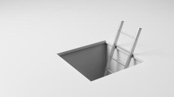 Ladder out of the hole from underground with copy space. photo