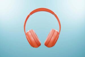 Headphone, Listen to music On a fresh blue background put relax. during summer vacation. photo