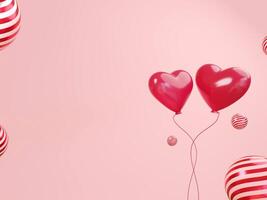 Valetine Day Couple Heart on pink background with layout copy space template for design. photo