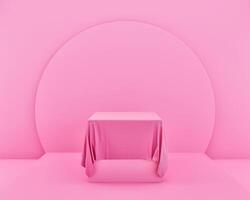 Abstract Pink Color Geometric Shape, Modern box and Fabric Mockup Minimalist Mockup For Podium Display Or Showcase, 3d illustration photo