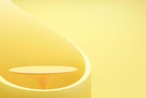 Abstract Yellow color geometric shape, Podium Display for banner product design presentation. photo