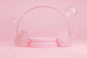 Abstract pink pastel color geometric shape background, minimalist mockup for Cosmetic products presentation or showcase. photo