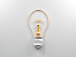 Light bulb and idea on a white background with 3d illustrations photo