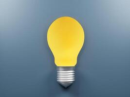 Yellow bulb idea idea graphic graphic on blue background with 3d illustration photo