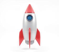 Rocket isolated on white background simple retro spaceship icon photo