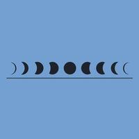 Moon phases sequence in flat minimal style showing lunar cycle progression art vector