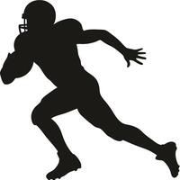 Football player silhouette running with ball in black color isolated on white background vector