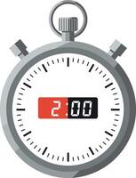 Stopwatch timer showing two minutes in flat minimal style with digital and analog display illustration vector