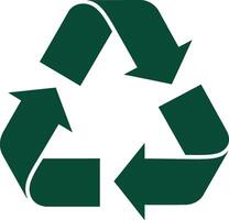 Green recycling symbol with three arrows in a flat minimal design style illustration vector