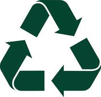 Green recycling symbol with three curved arrows in flat minimal style environmental illustration vector