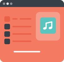 Music player interface with flat design style showing playlist and audio icon illustration vector