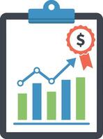 Financial growth chart on clipboard with upward arrow and dollar symbol flat design illustration vector