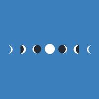 Lunar phases sequence in minimal flat design showing moon cycle changes illustration vector