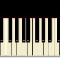 Piano keyboard close-up with black and white keys flat minimal design illustration vector