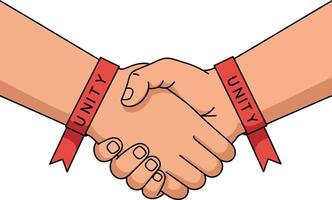 Handshake with unity ribbon symbolizing cooperation and agreement illustration vector
