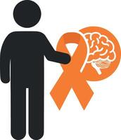 Brain Awareness Ribbon with Person Symbol for Neurological Health Support Illustration vector