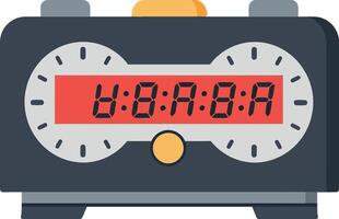 Retro digital chess clock with red display and gray buttons flat design illustration vector