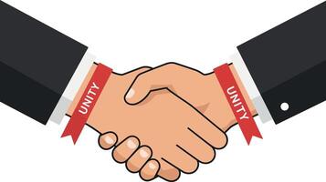 Handshake with unity ribbons symbolizing partnership and cooperation in business and teamwork illustration vector