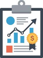 Clipboard with ascending financial chart and medal in flat design style illustration vector