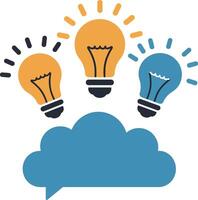 Conceptual light bulbs and cloud shape with flat design style symbolizing ideas and creativity illustration vector